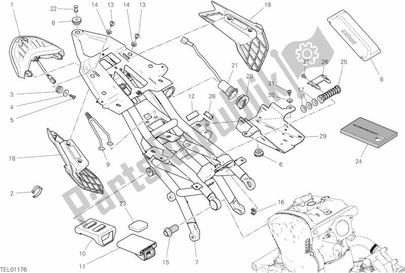 All parts for the Rear Frame Comp. Of the Ducati Supersport USA 937 2019